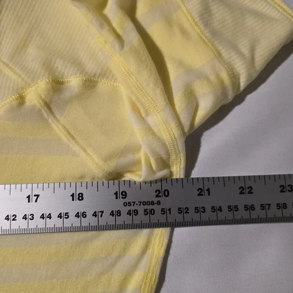 lululemon athletica Puri Light Yellow Short Sleeve Stripe Top - Picture 3 of 5